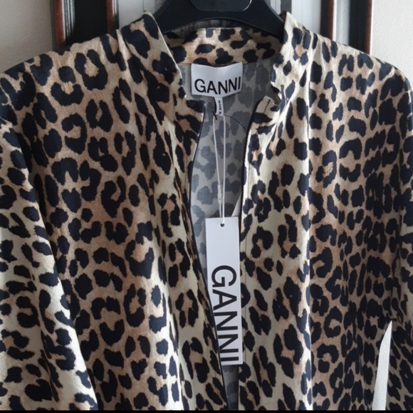 Ganni Leopard Print Front Zip Midi Dress - Picture 10 of 15
